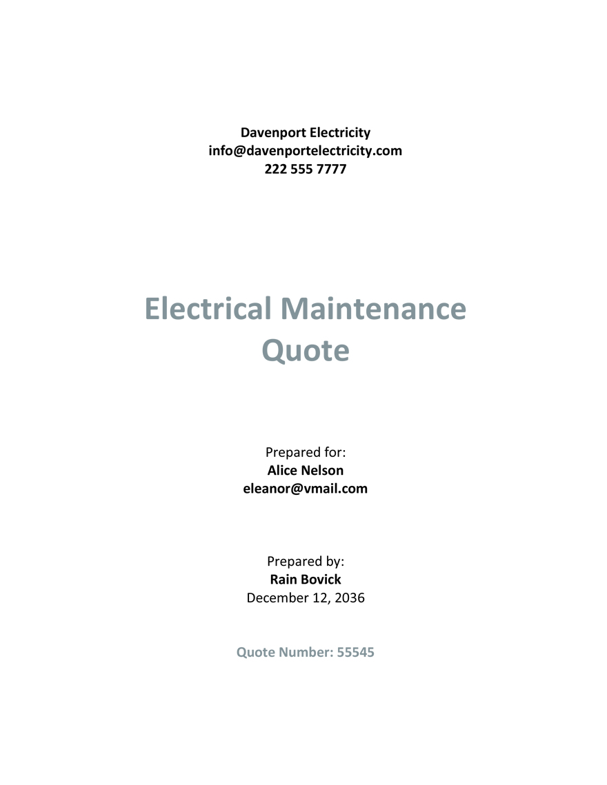 Electrical Quotation Template In Word FREE Download Template