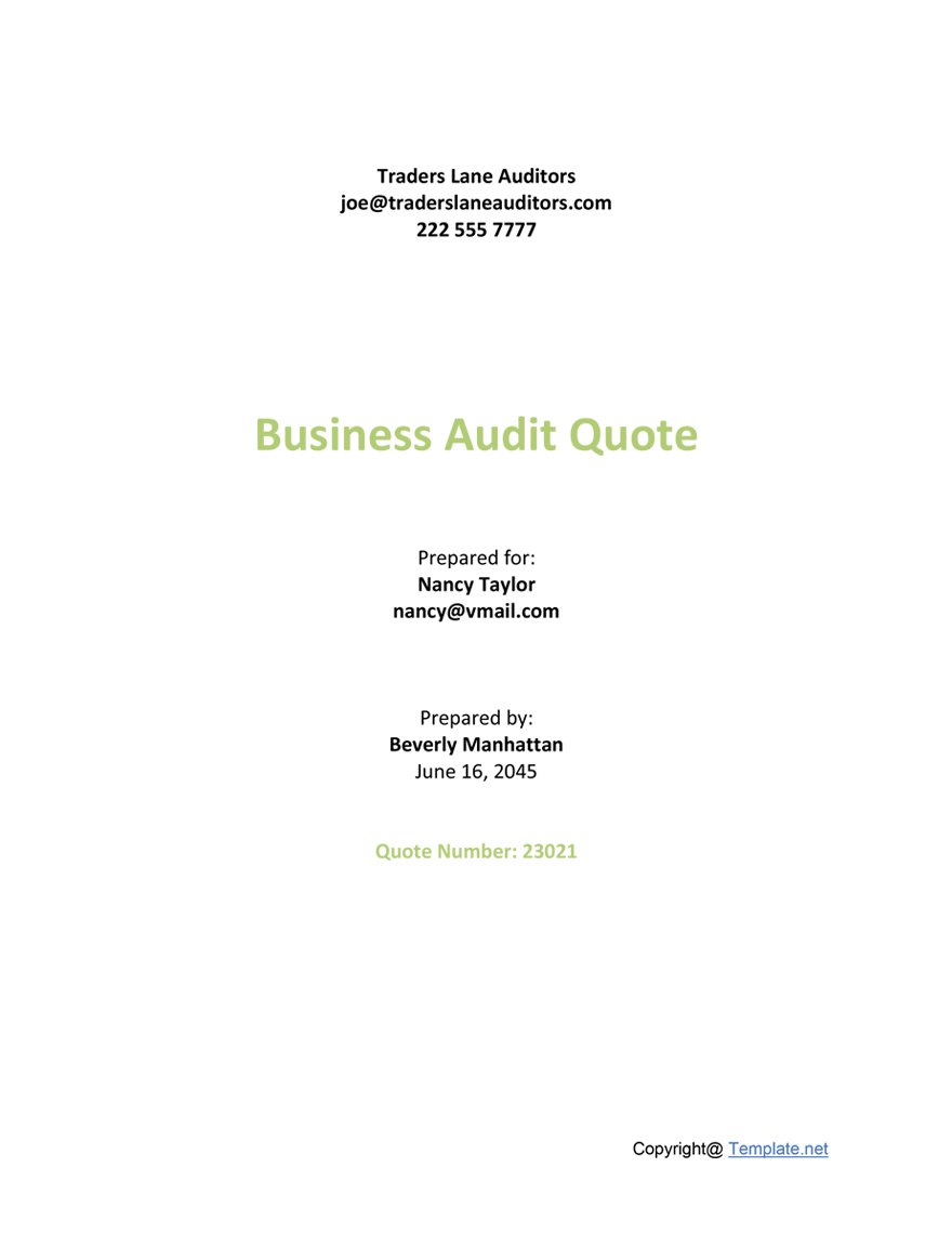 Sample Audit Quotation Template