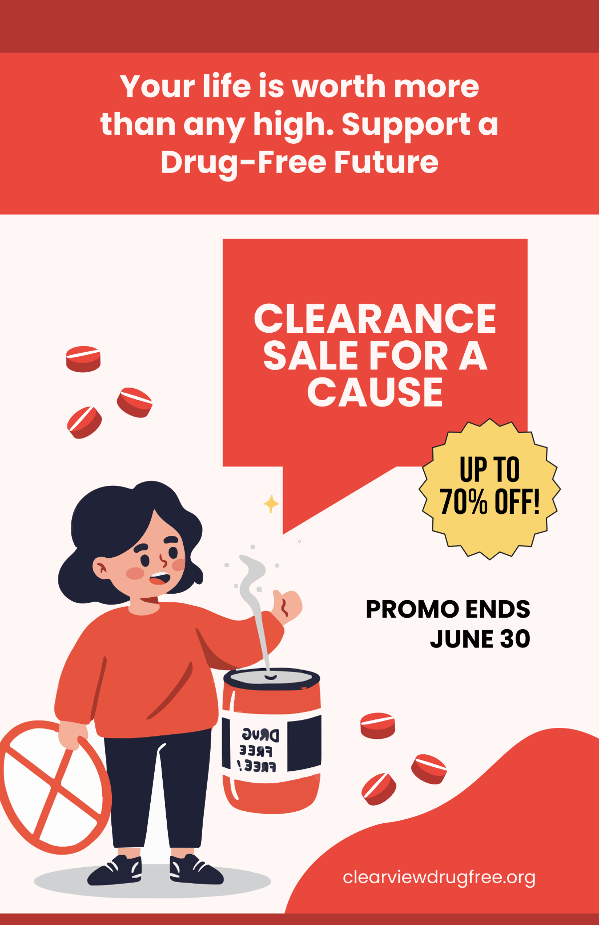 Free Modern Drug Free Ad Poster Template