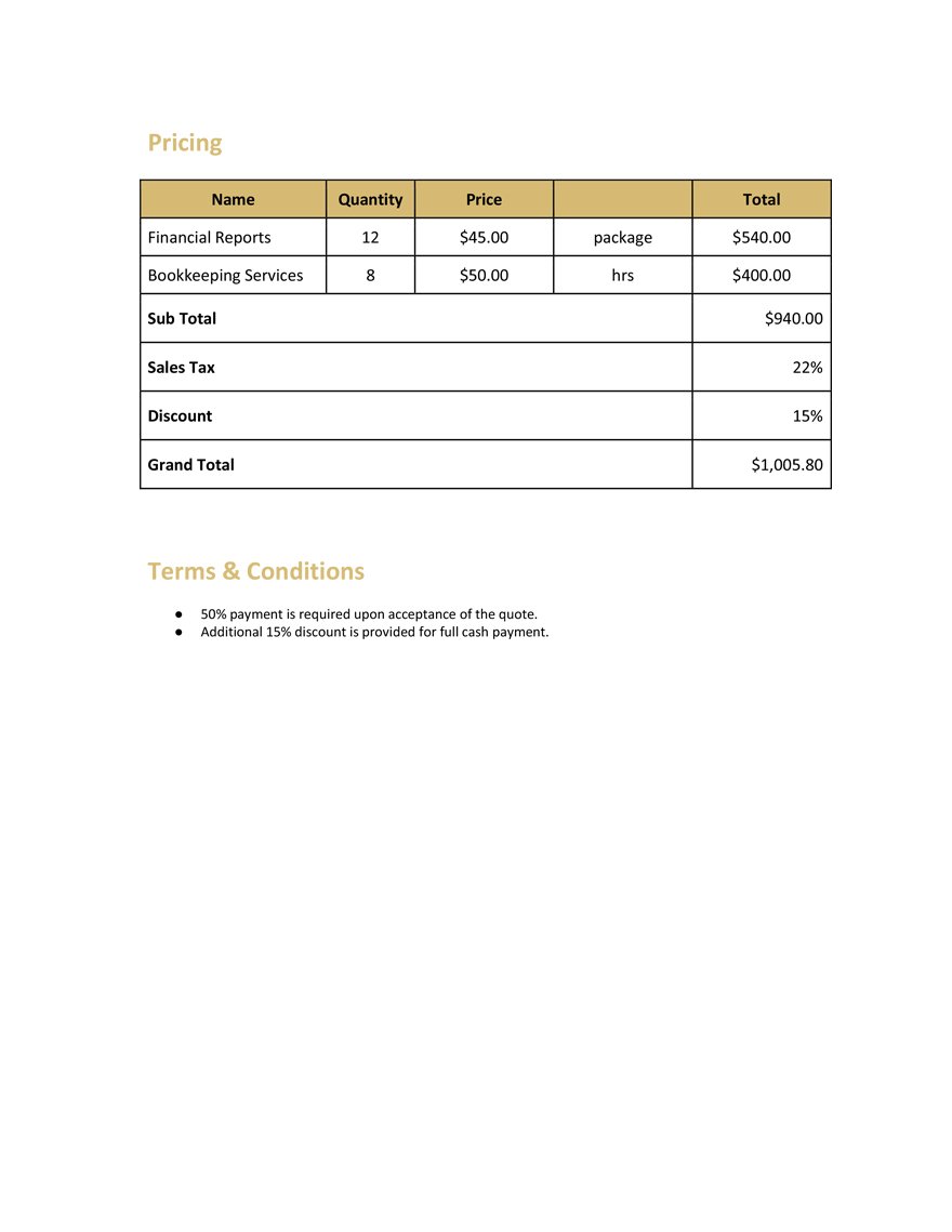 Audit Fee Quotation Template