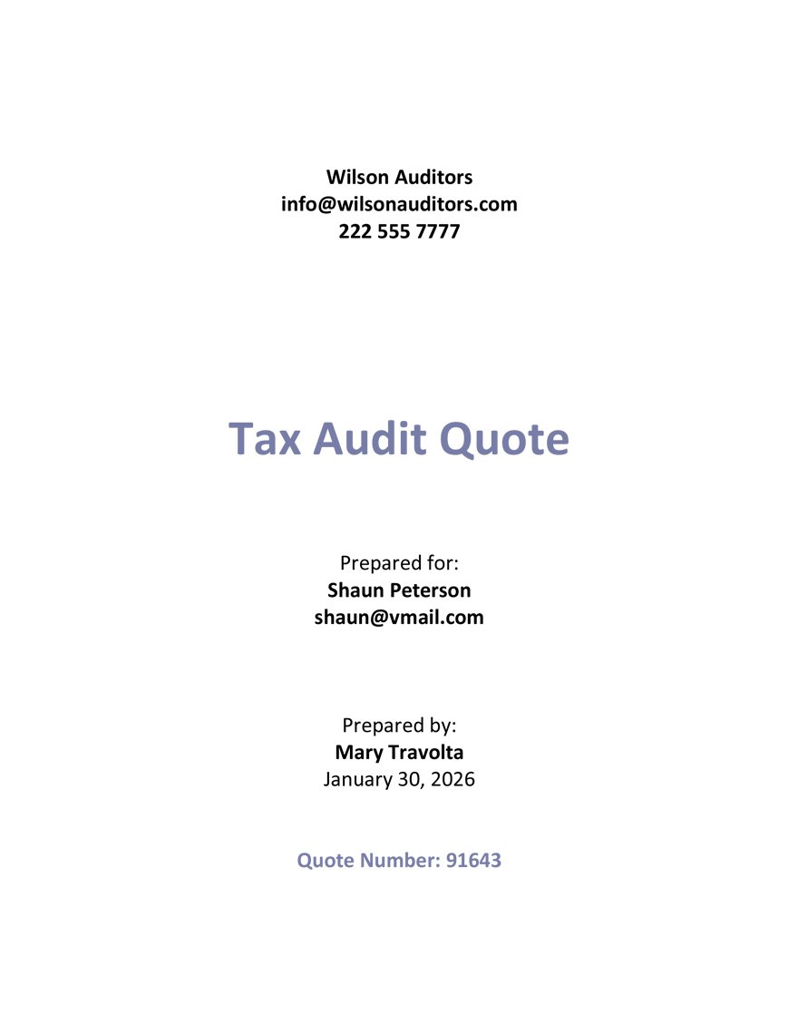 Free Audit Services Quotation Template