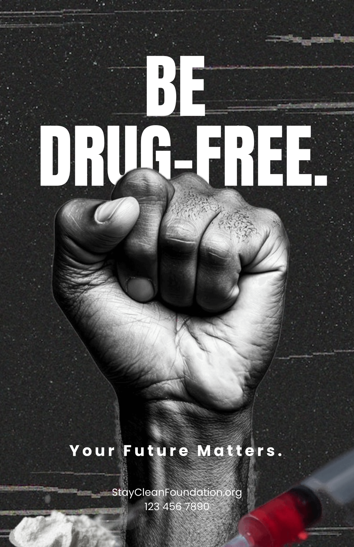 Free Black and White Drug Awareness Poster Template
