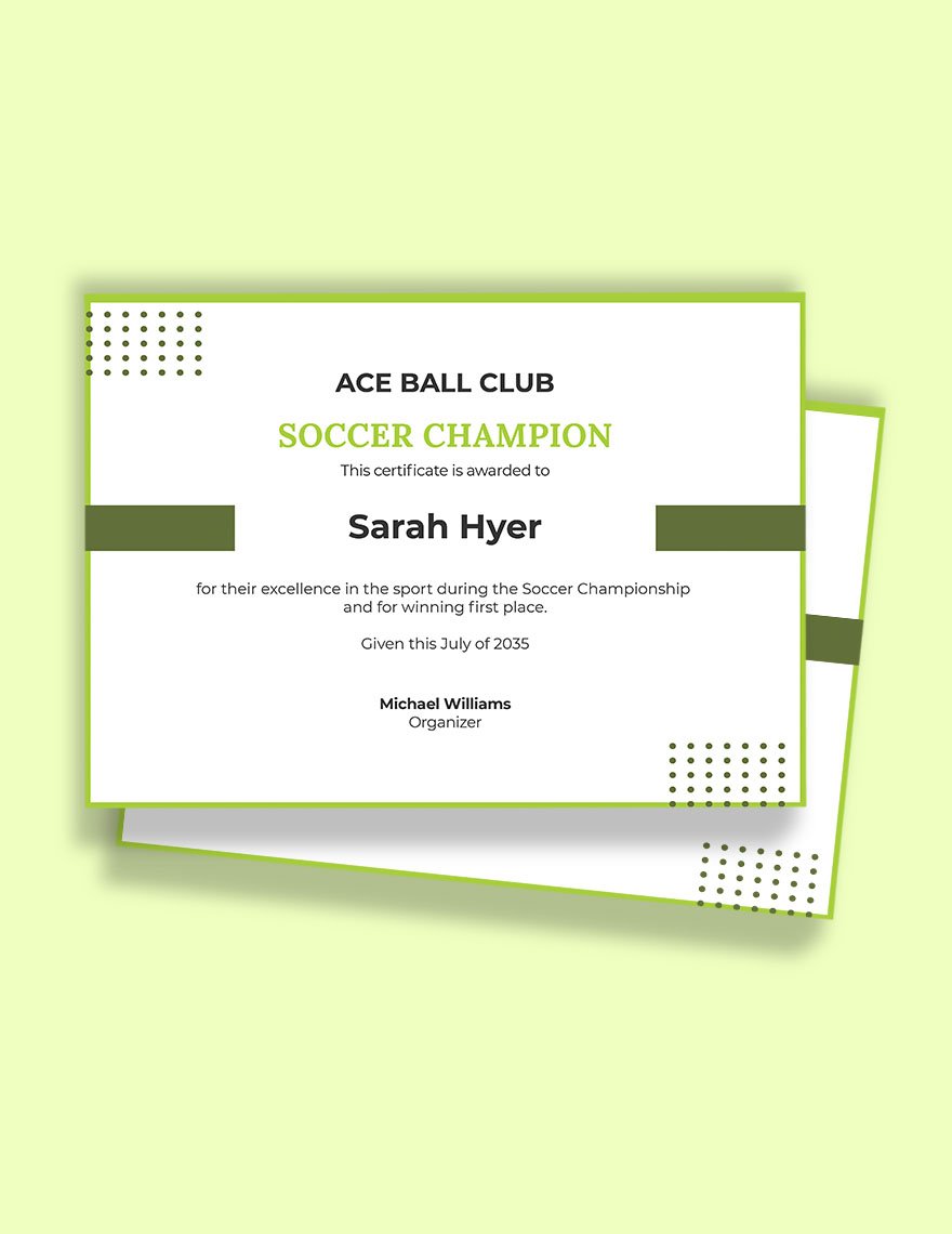 Soccer Championship Certificate template