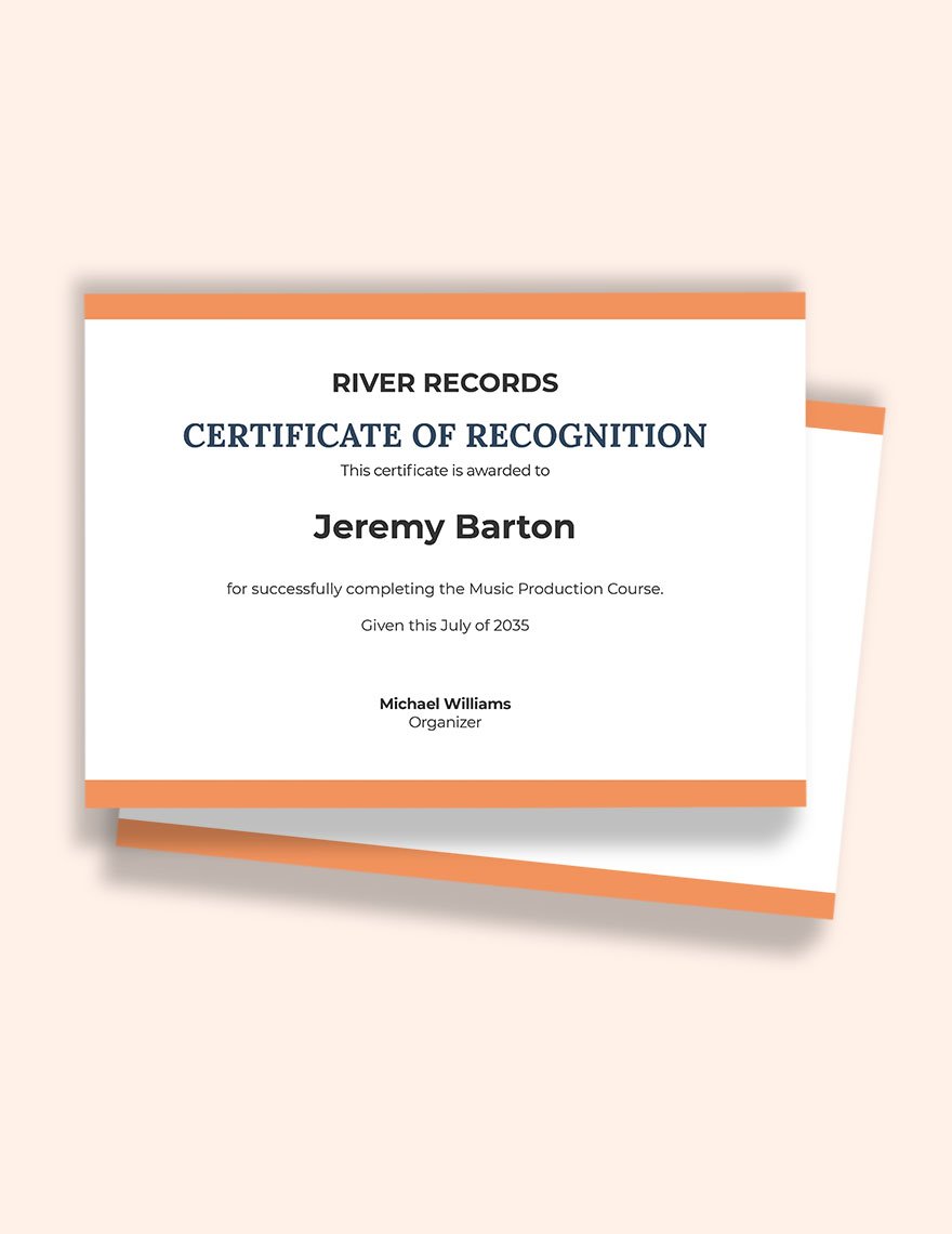 Music Production Certificate Template