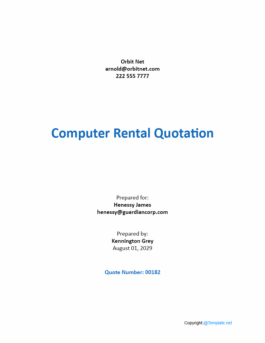 Computer Rental Quotation Template Google Docs, Google Sheets, Excel