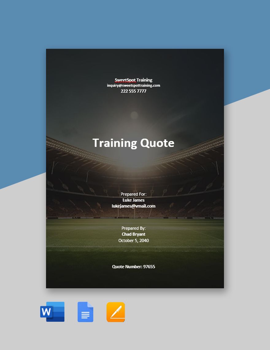 Free Sample Training Quotation Template