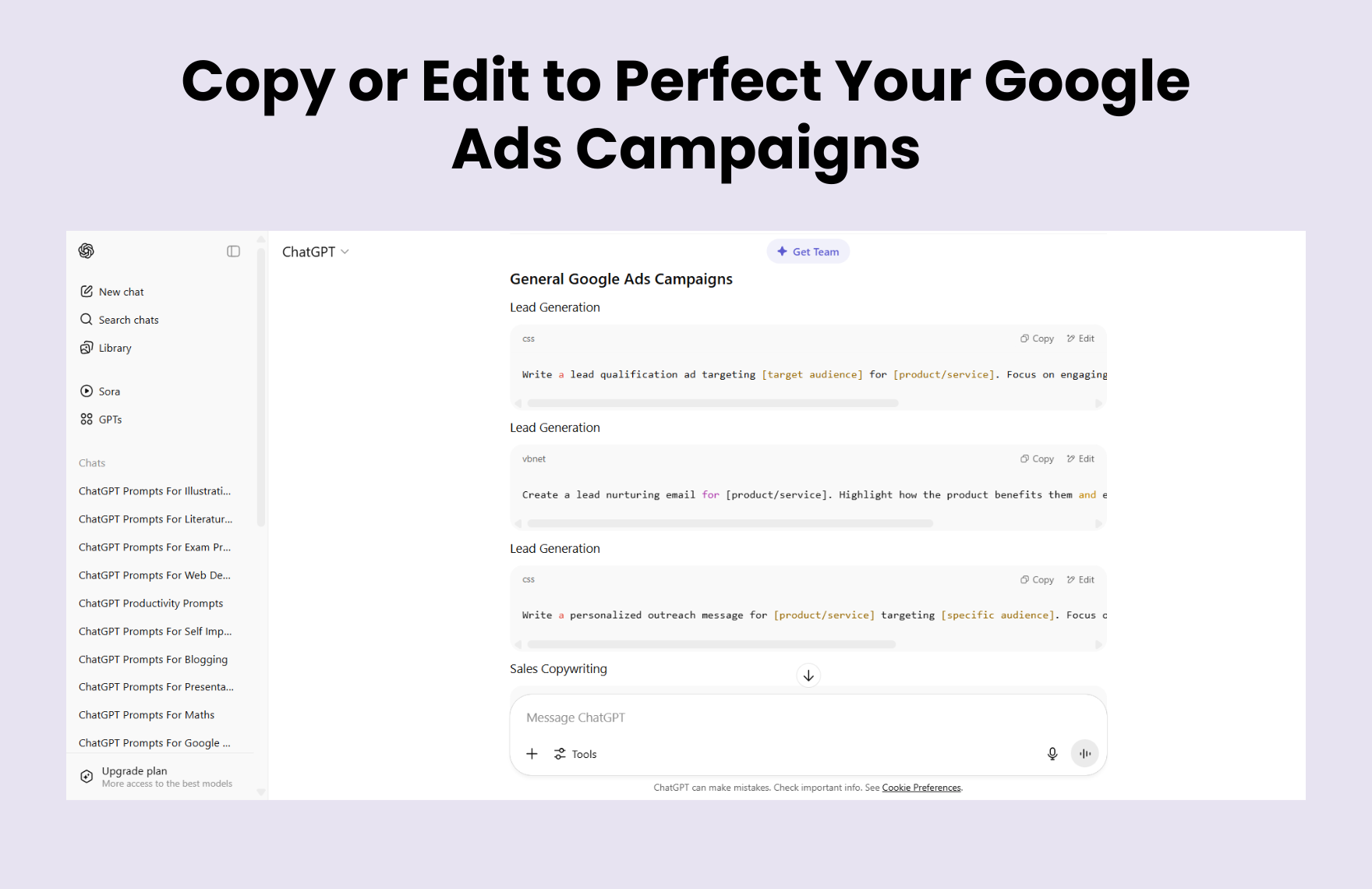 Free ChatGPT Prompts For Google Ads