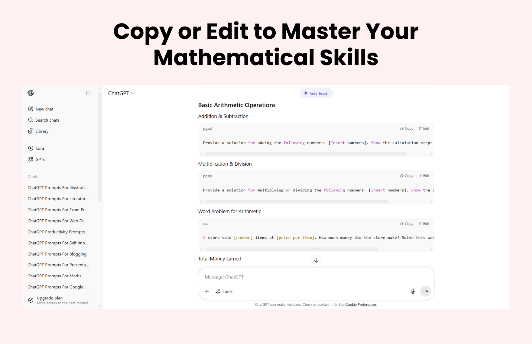 Free ChatGPT Prompts For Maths