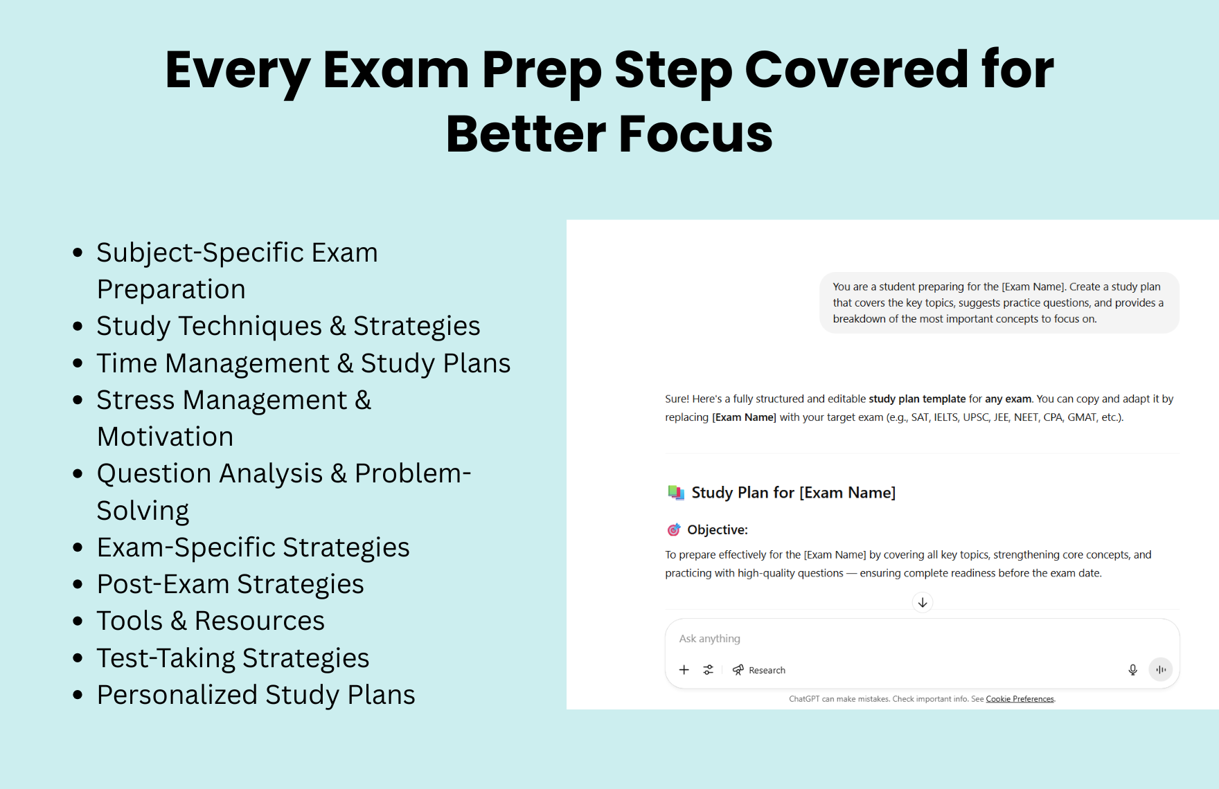 Free ChatGPT Prompts For Exam Preparation