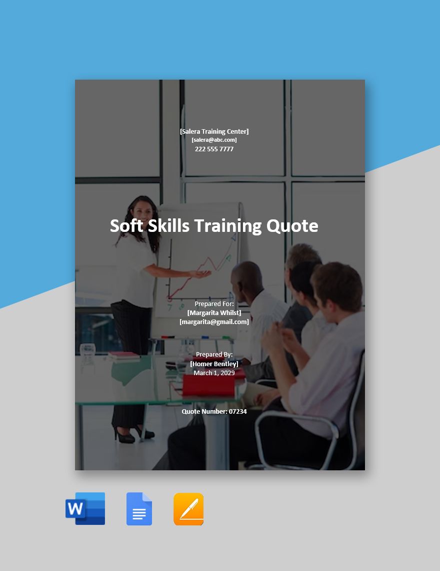 Training Quotation Format Template in Word, Google Docs, Excel, Google Sheets, Apple Pages