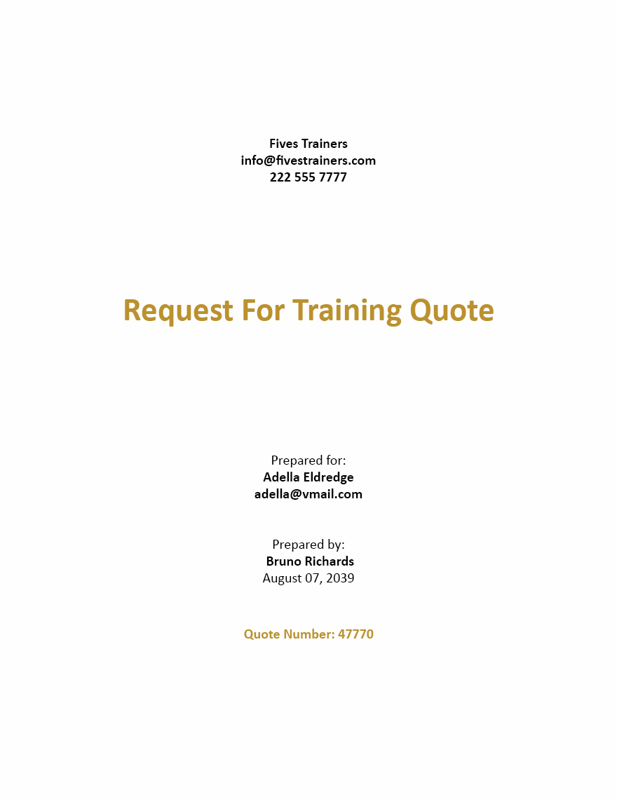 Request for Training Quotation Template