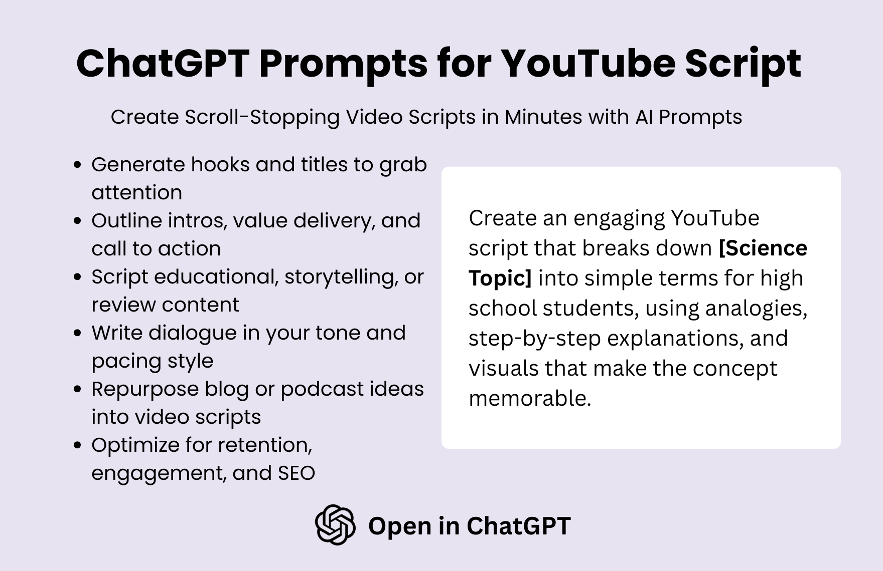 Free ChatGPT Prompts For Youtube Script