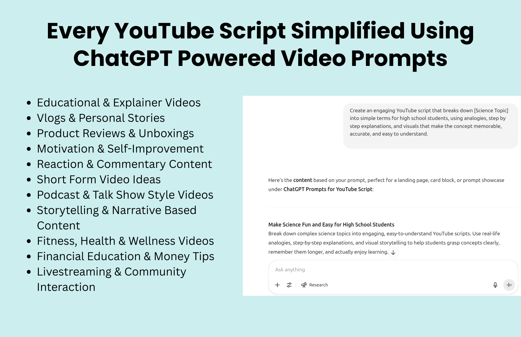 Free ChatGPT Prompts For Youtube Script