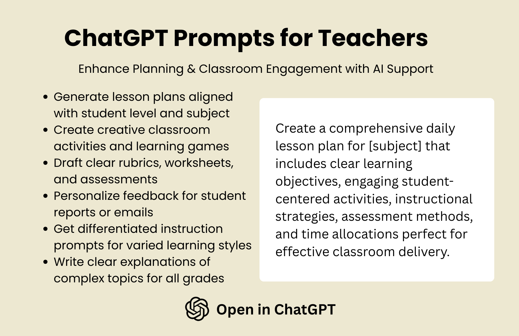 Free ChatGPT Prompts For Teachers