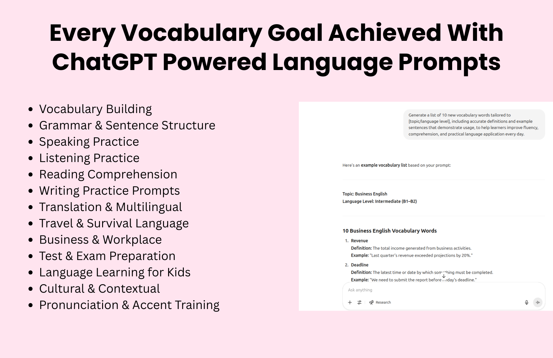Free ChatGPT Prompts For Language Learning