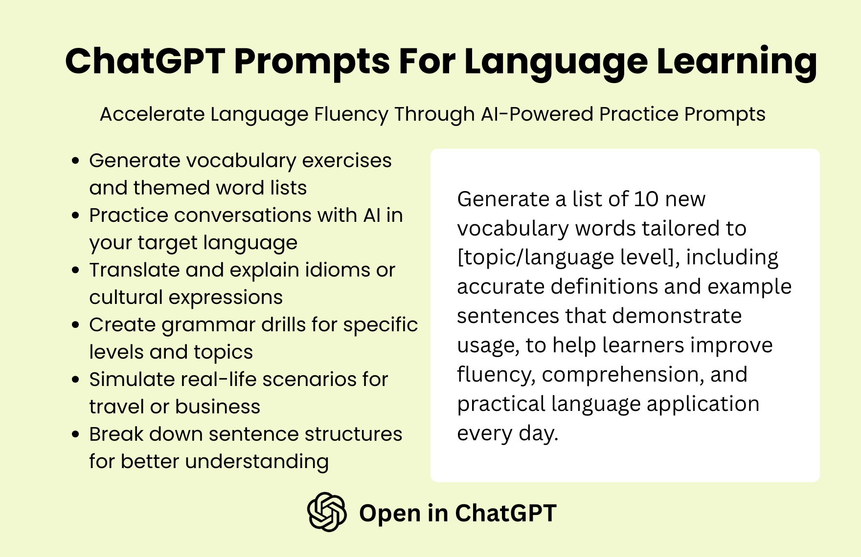 Free ChatGPT Prompts For Language Learning