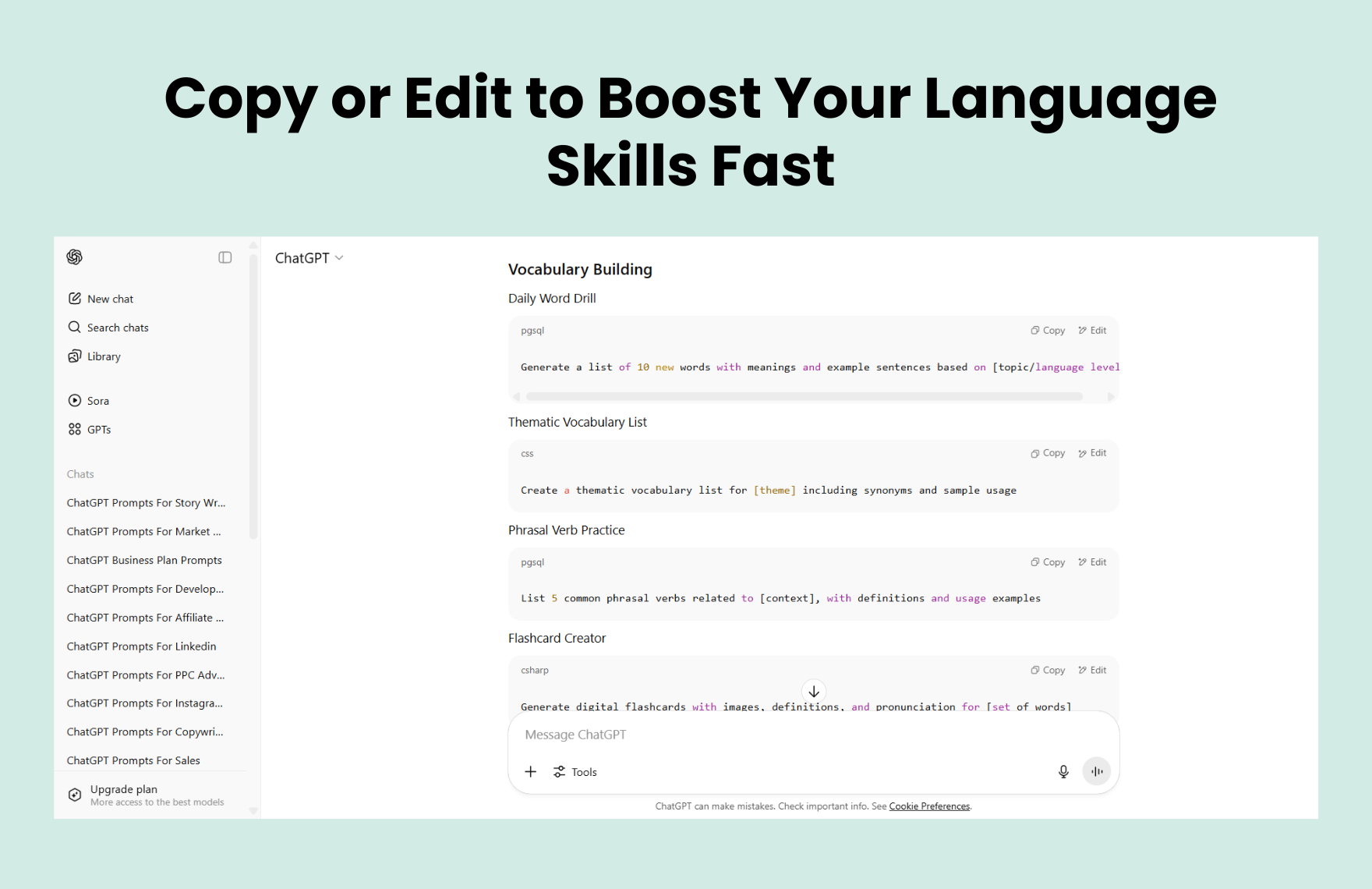 Free ChatGPT Prompts For Language Learning