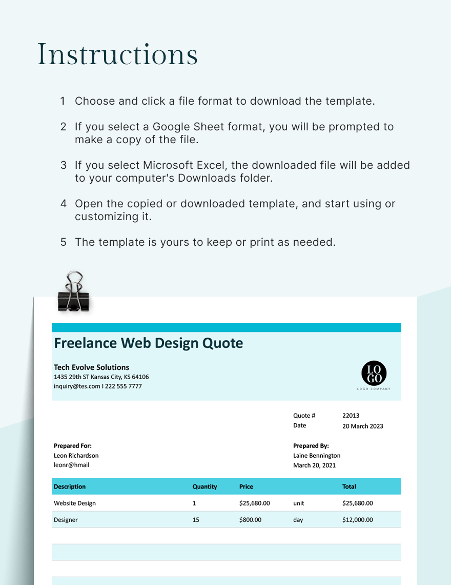 Freelance Web Design Quotation Template
