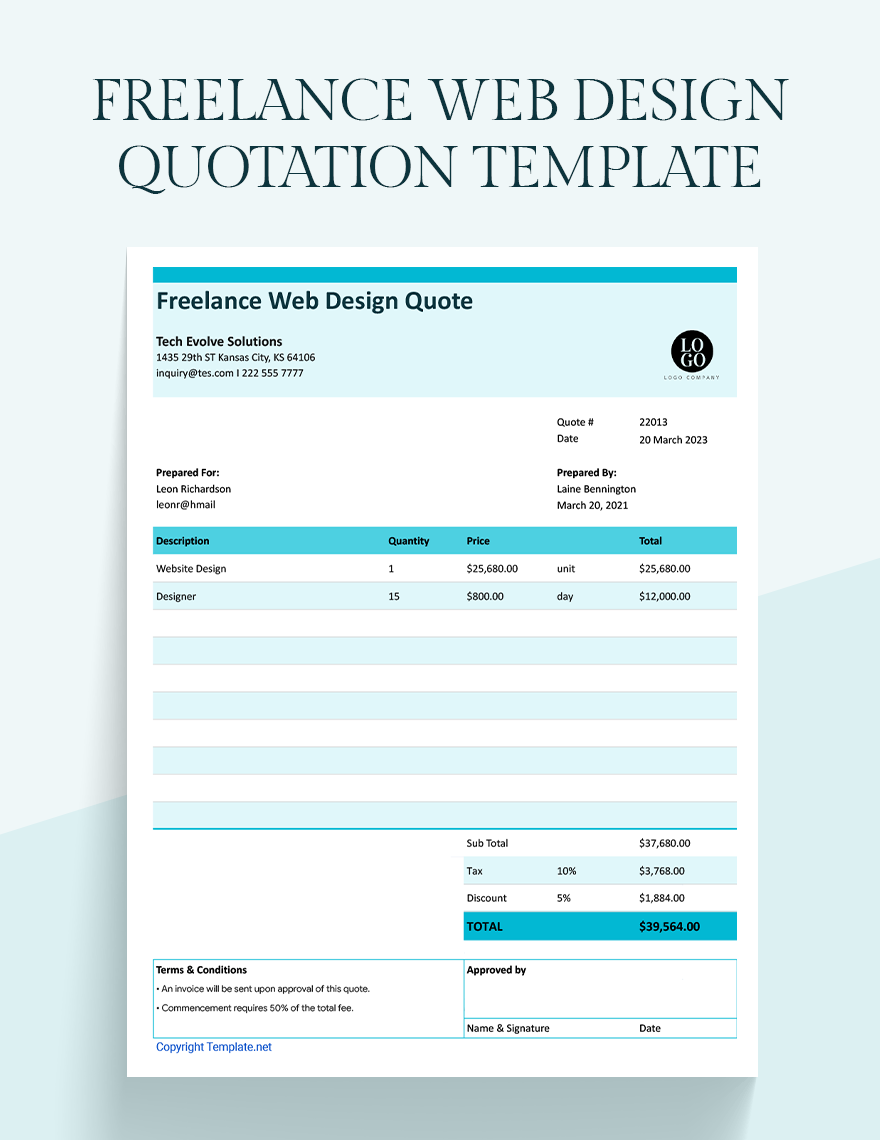 Freelancer Quotation Templates In Excel FREE Download Template
