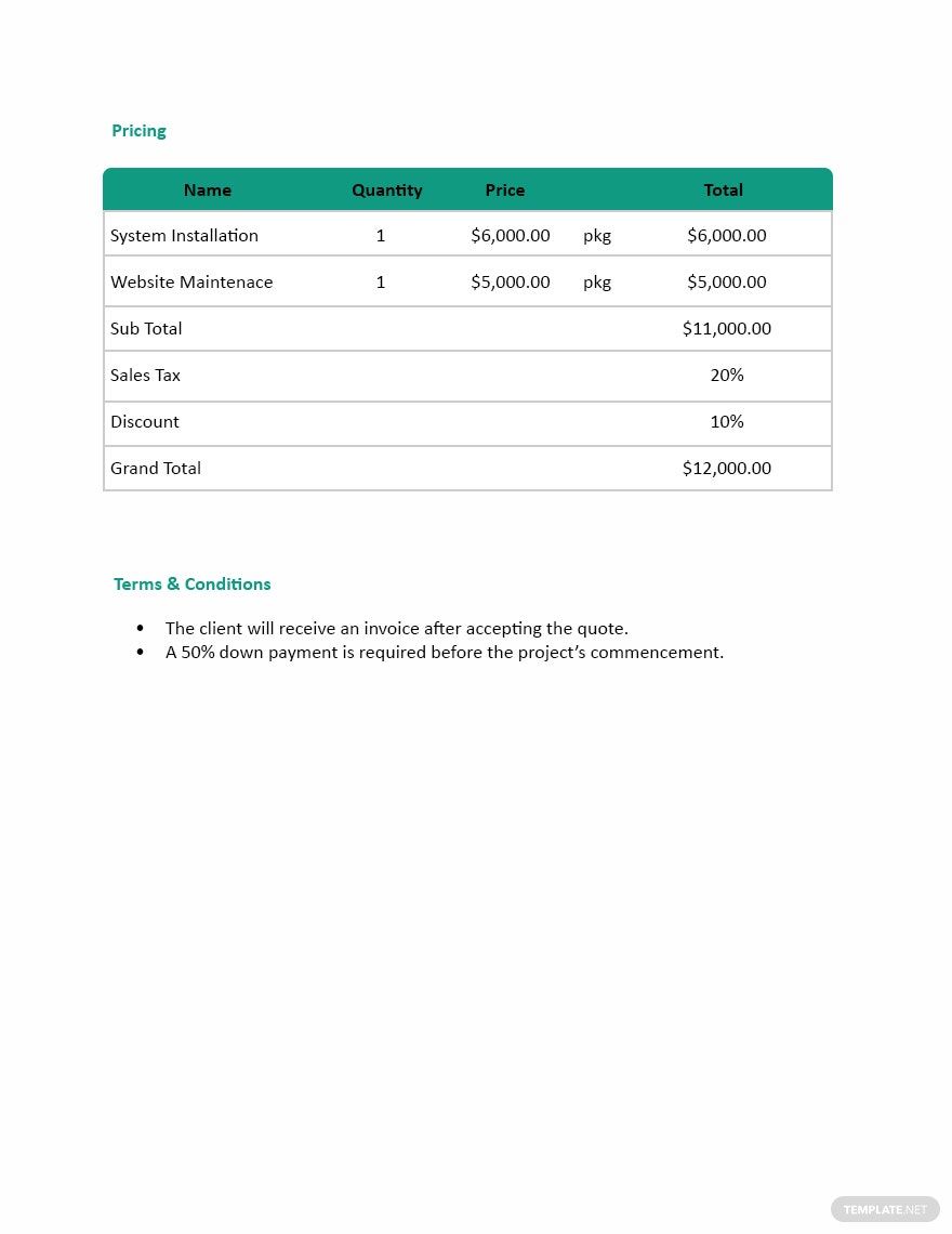 Freelance Price Quote Template Google Docs, Google Sheets, Excel