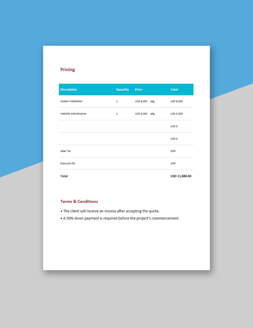 Freelance Price Quote Template