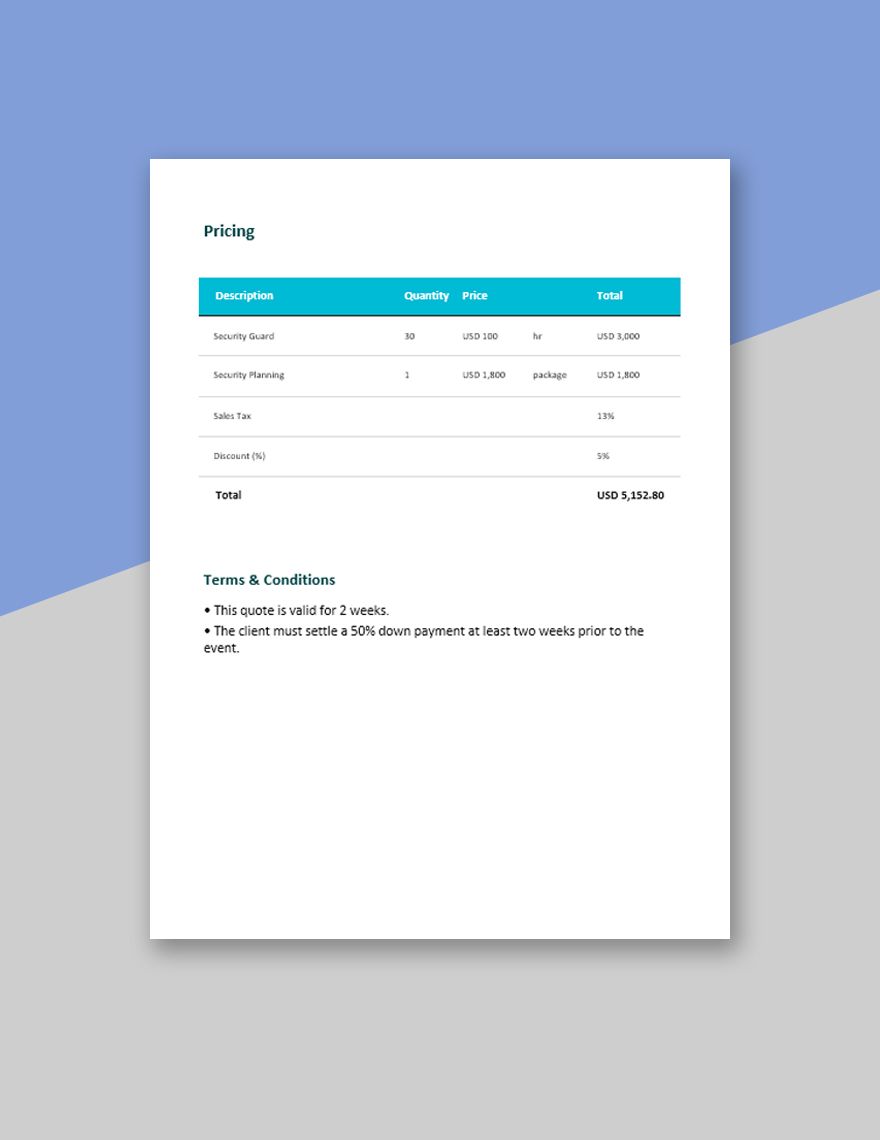 Event Management Quotation Template in Excel, Google Sheets, Word ...