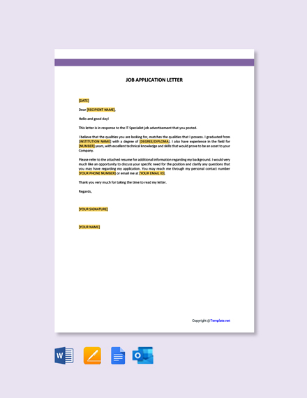 Download 71+ Job Application Letter Templates - Google Docs | Template.net