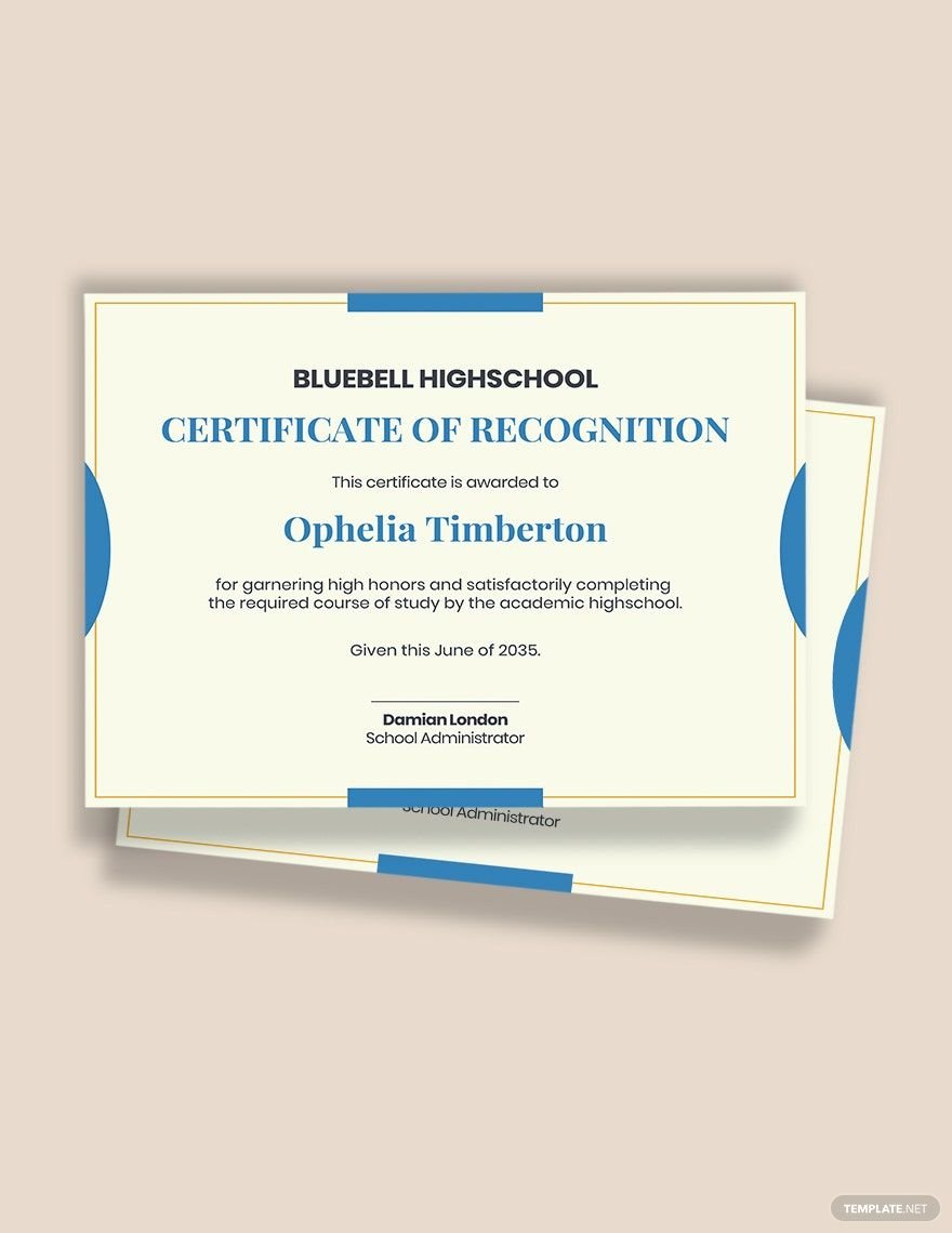 Certificate of High School Completion Template