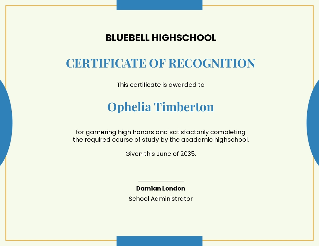 Certificate of High School Completion Template - Word
