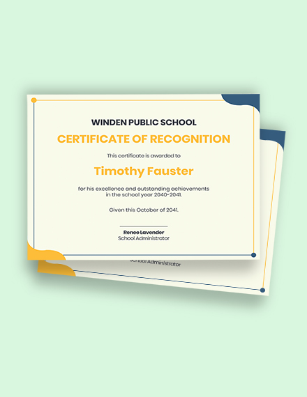 9+ FREE Recognition Certificate Templates - Word | PSD | Google Docs ...