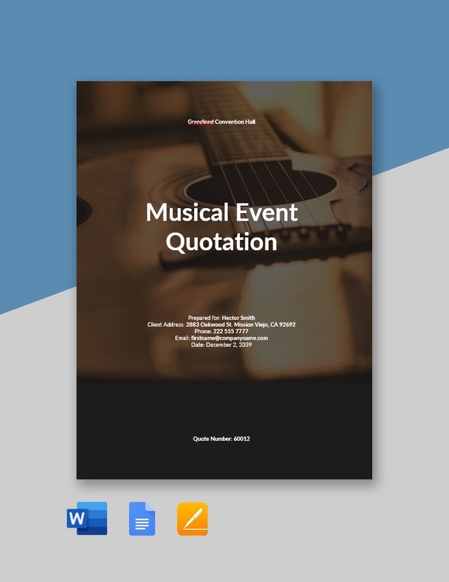 Sample Music Event Quote Template in Word, Google Docs