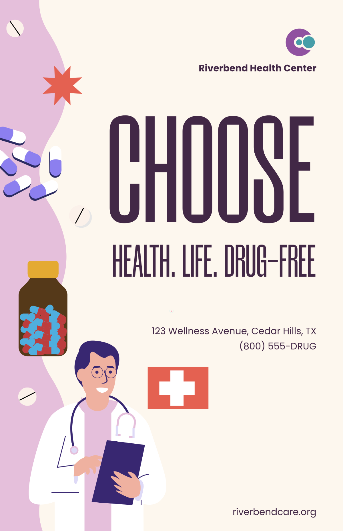 Free Healthcare Drug-Free Poster Template