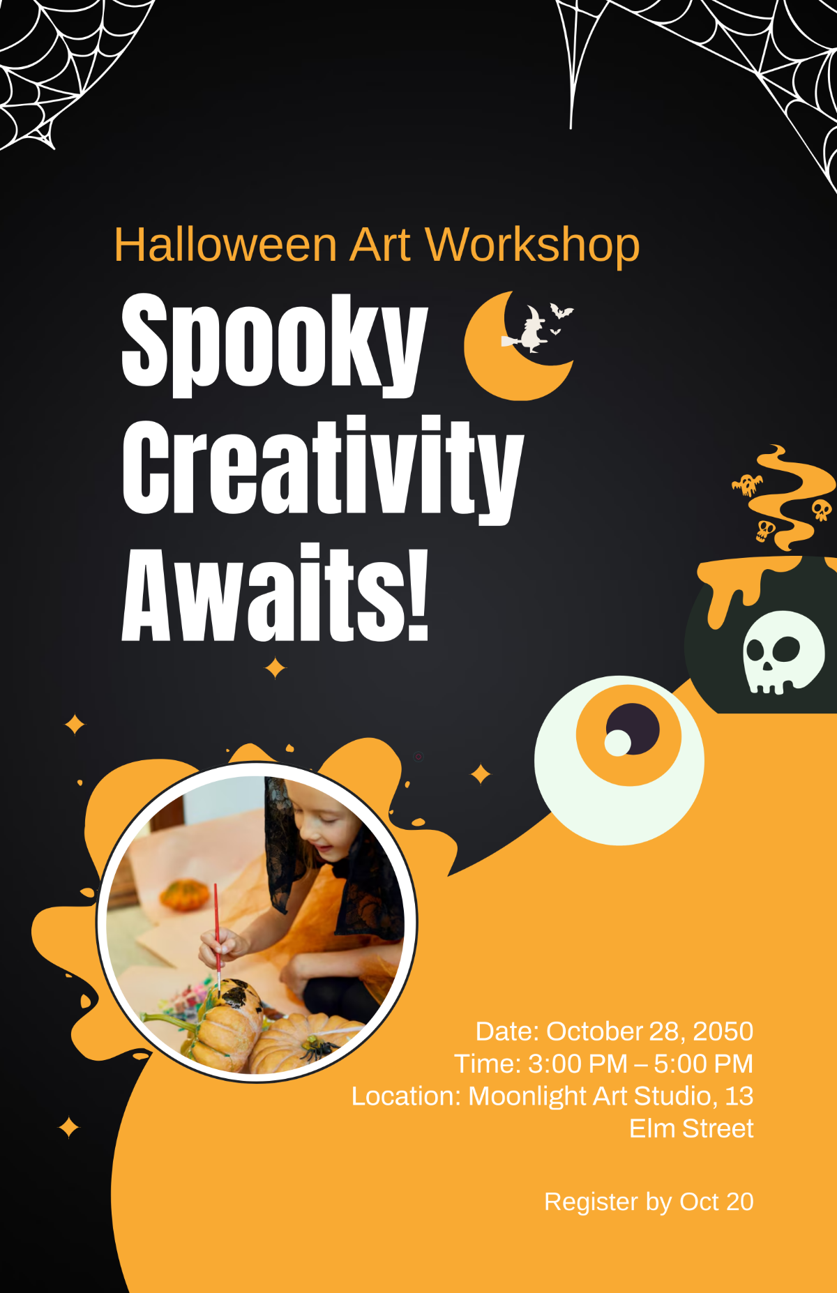 Free Halloween Art Workshop Poster Template