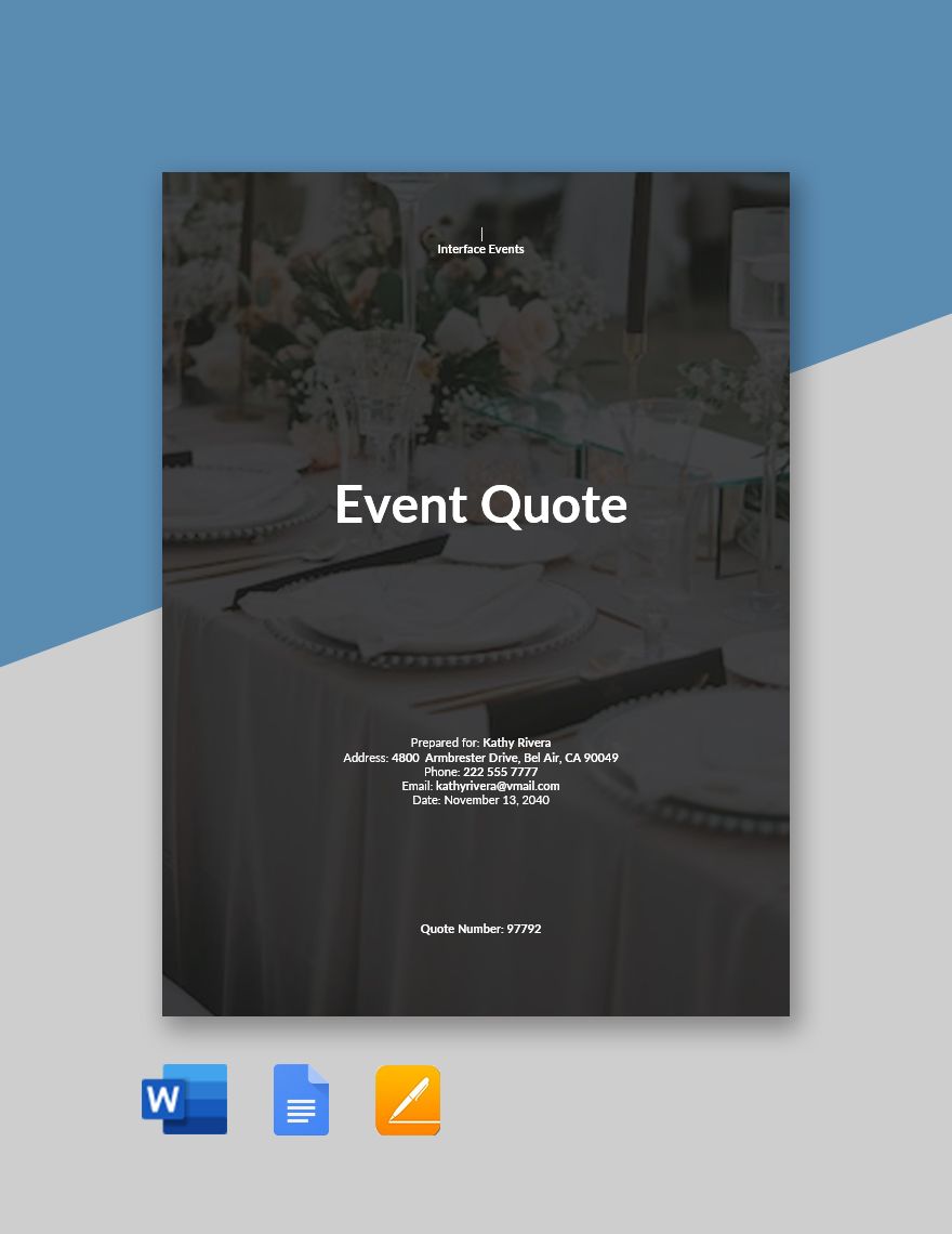 Sample Event Quotation Template in Word, Google Docs