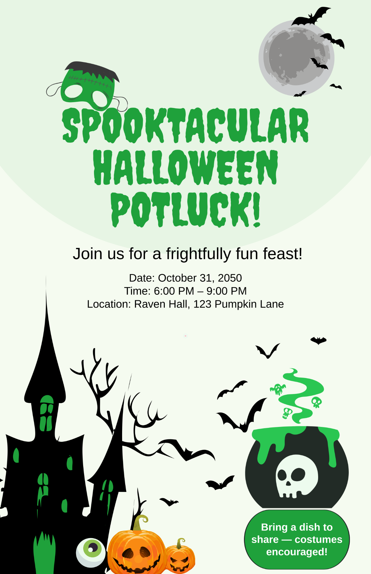 Free Halloween Potluck Poster Template