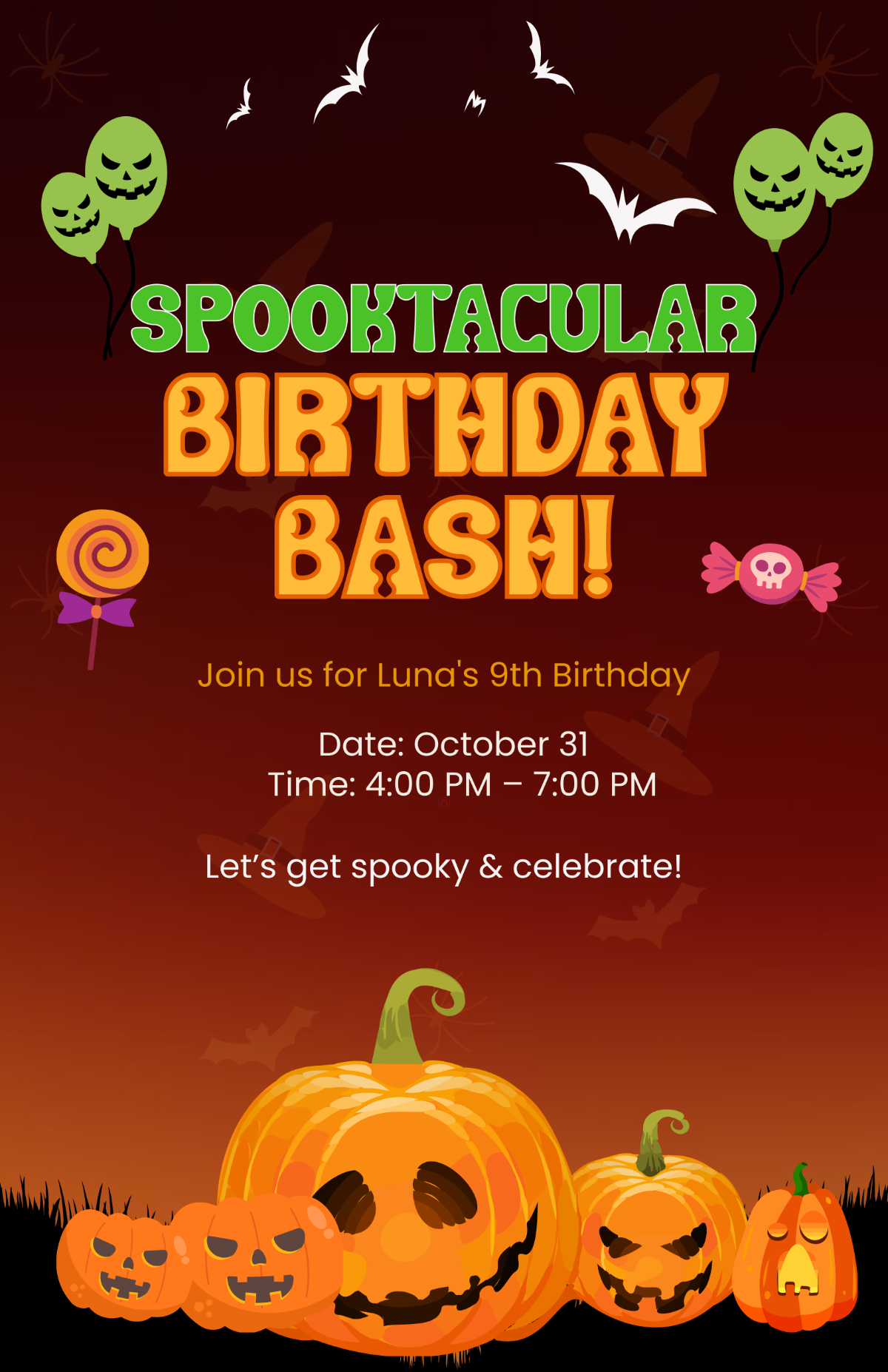 Free Colorful Halloween Birthday Poster Template