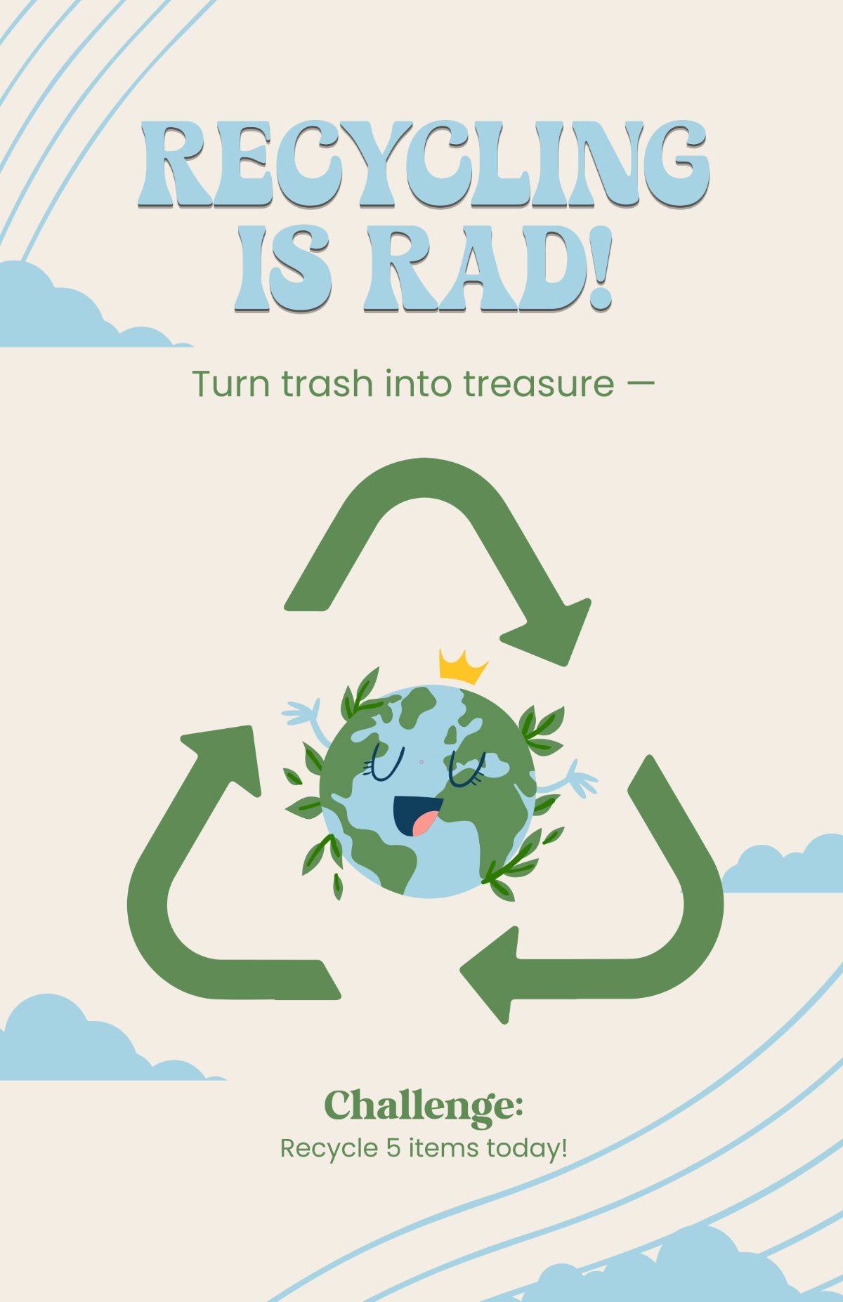 Free Blue Fun Recycle Poster Template
