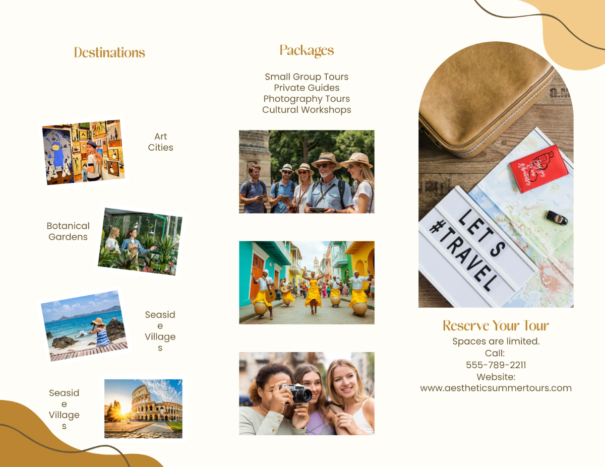 Free Aesthetic Summer Tour Brochure Template to Edit Online