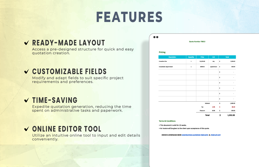 Construction Contractor Quotation Template