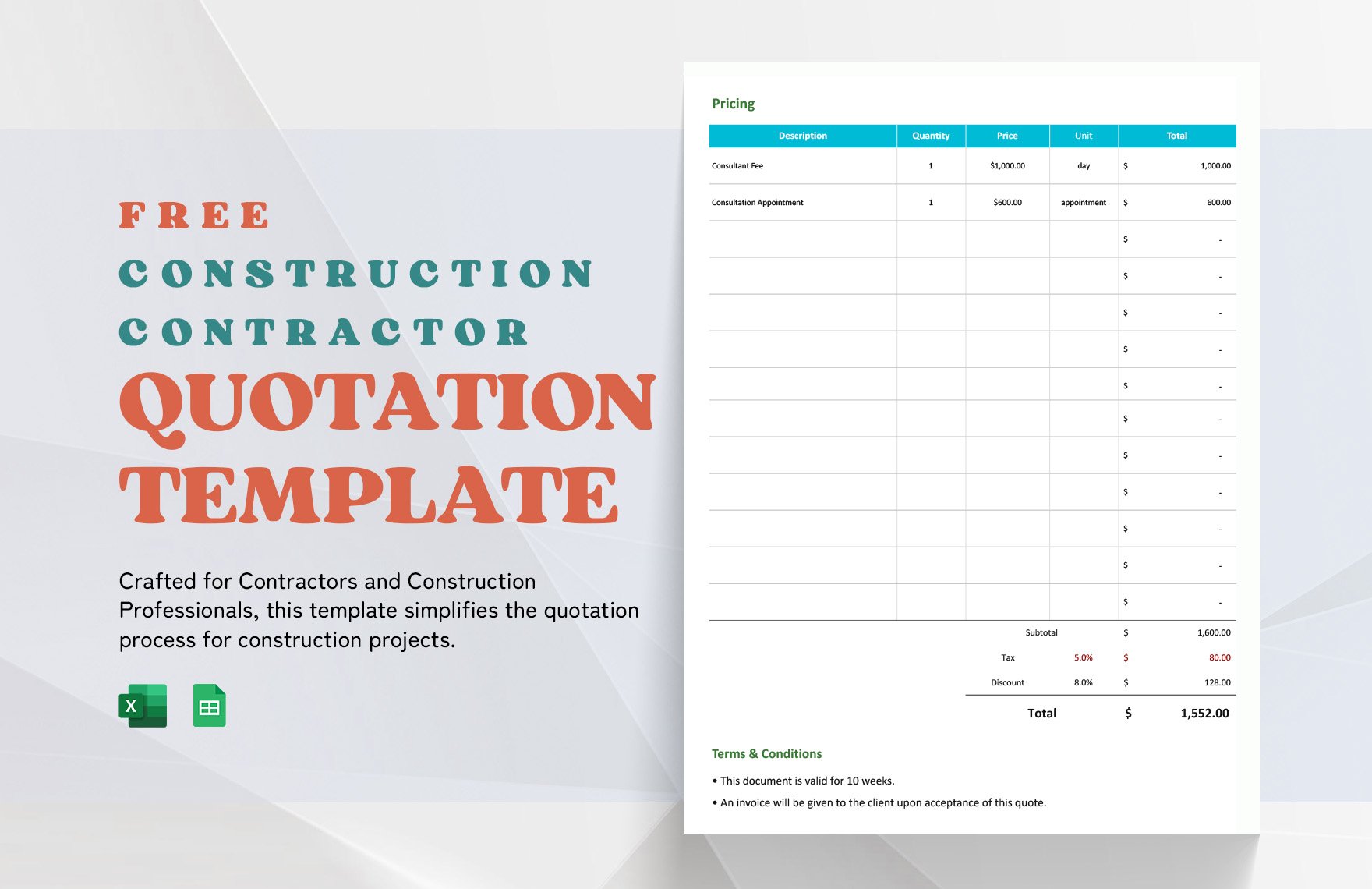 Construction Contractor Quotation Template