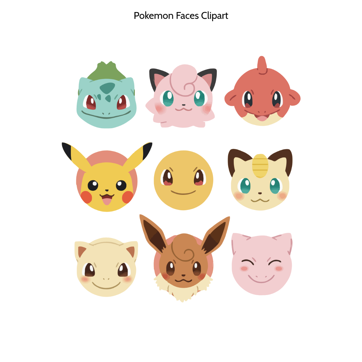 Free Pokemon Faces Clipart Template