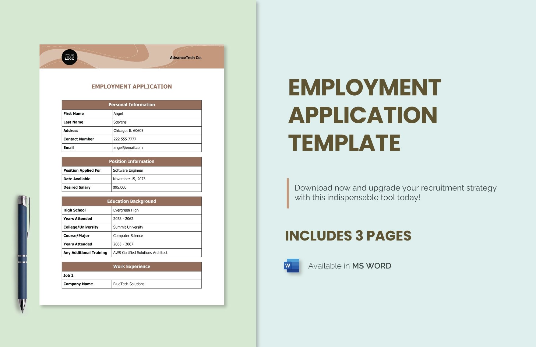 Employment Application Template in Word