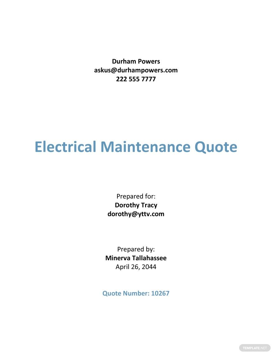 Electrical Work Quotation Template