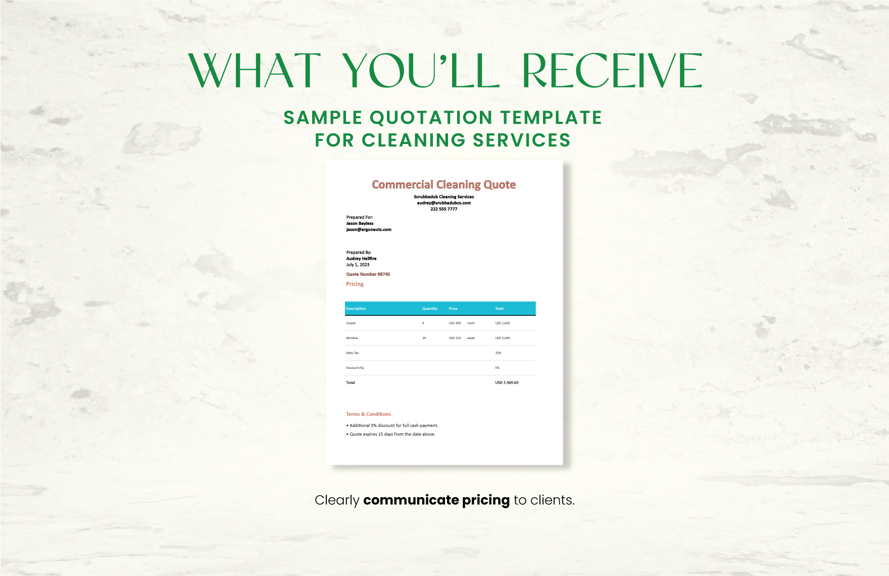 Sample Quotation Template For Cleaning Services