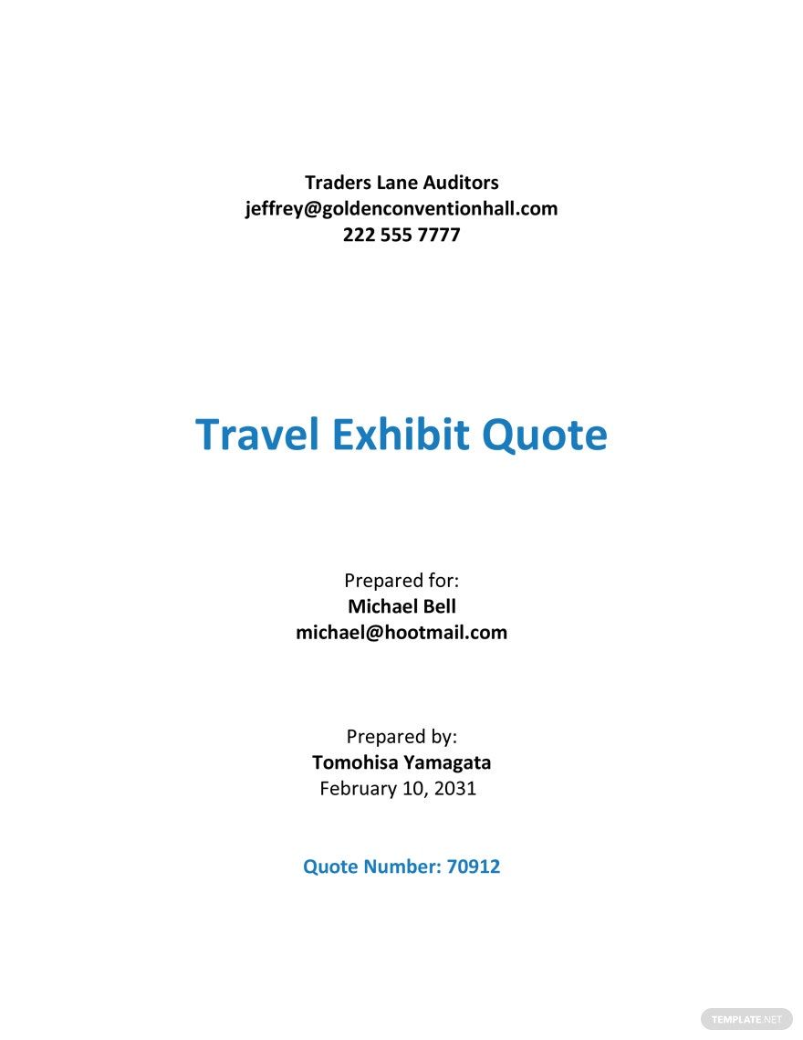Free Exhibition Quotation Sample Template