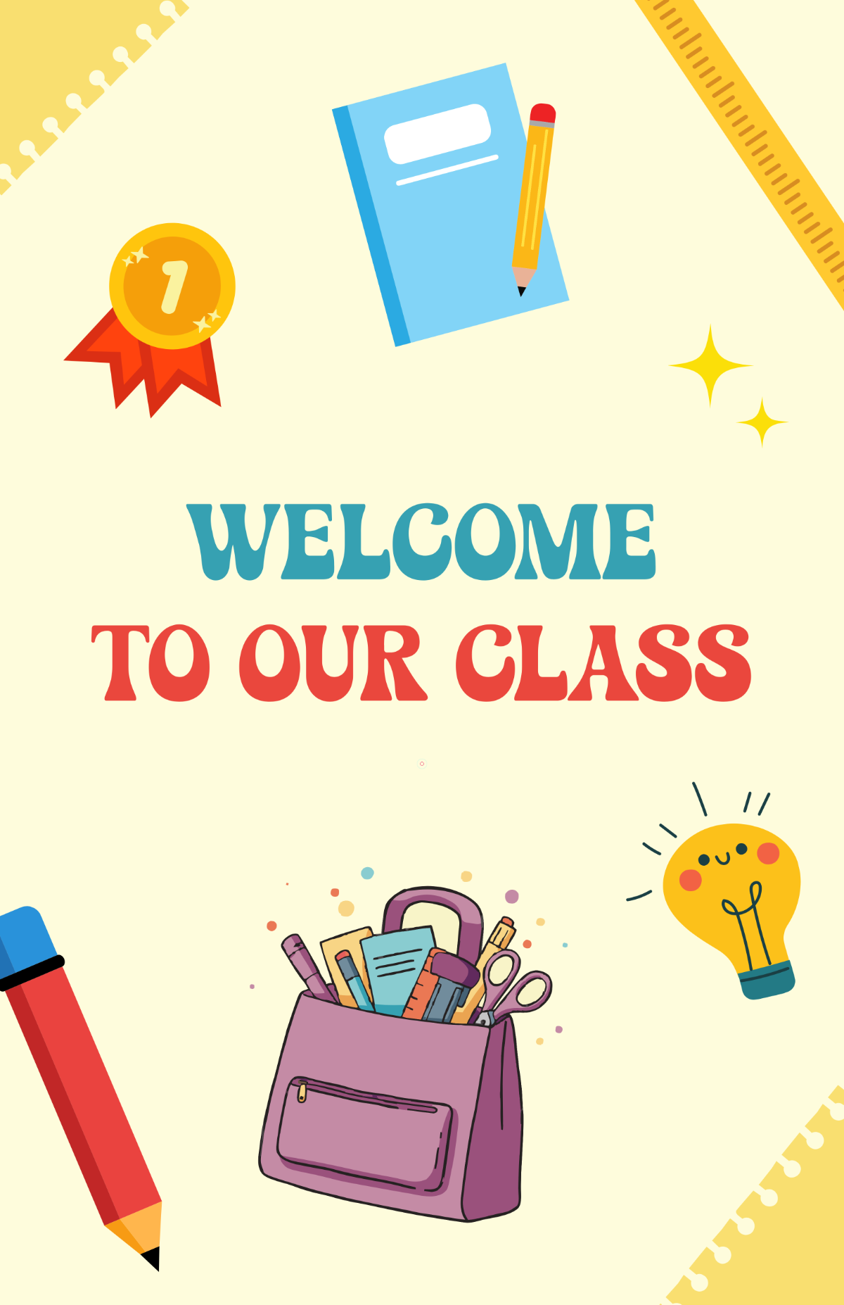 Free Colorful Classroom Welcome Poster for Kids Template