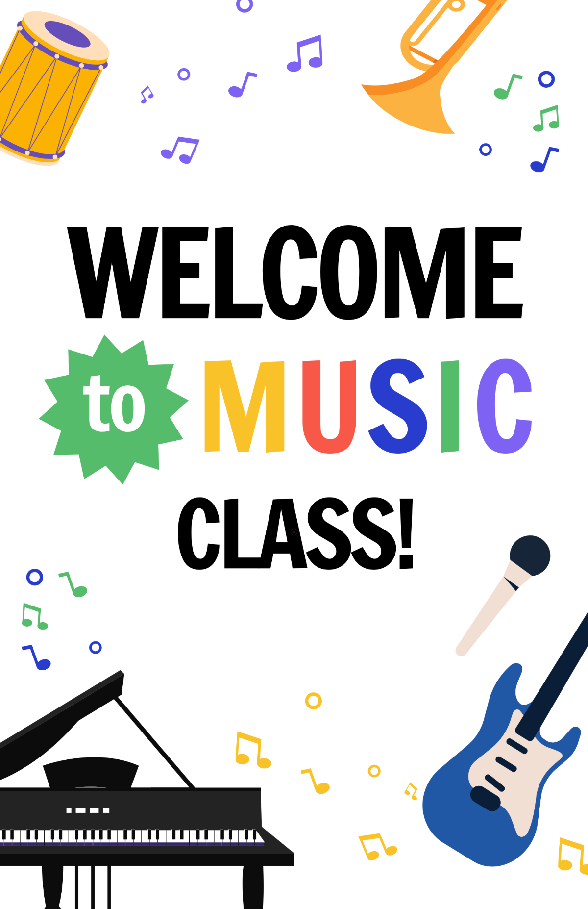 Free Music Classroom Welcome Poster Template