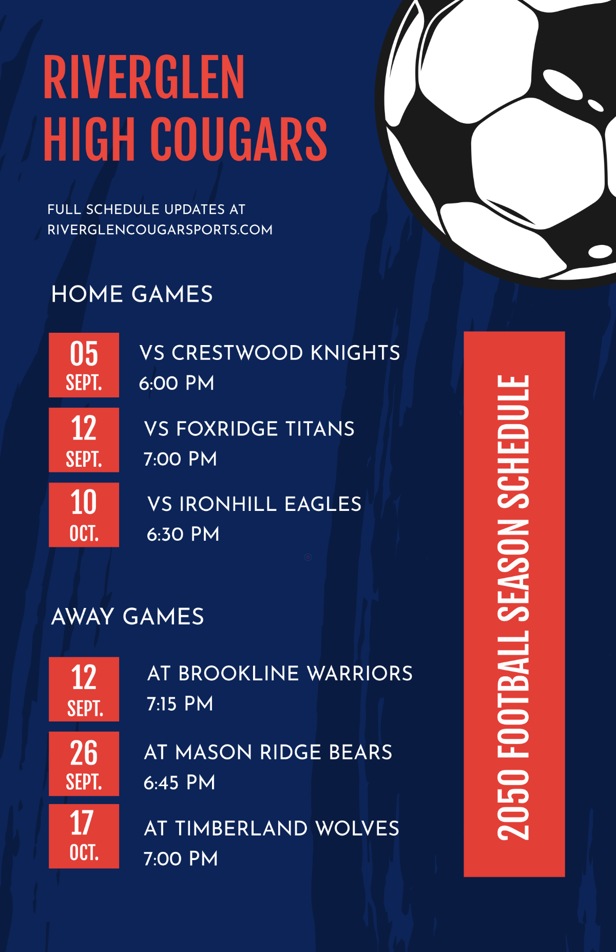Free Football Schedule Poster Template