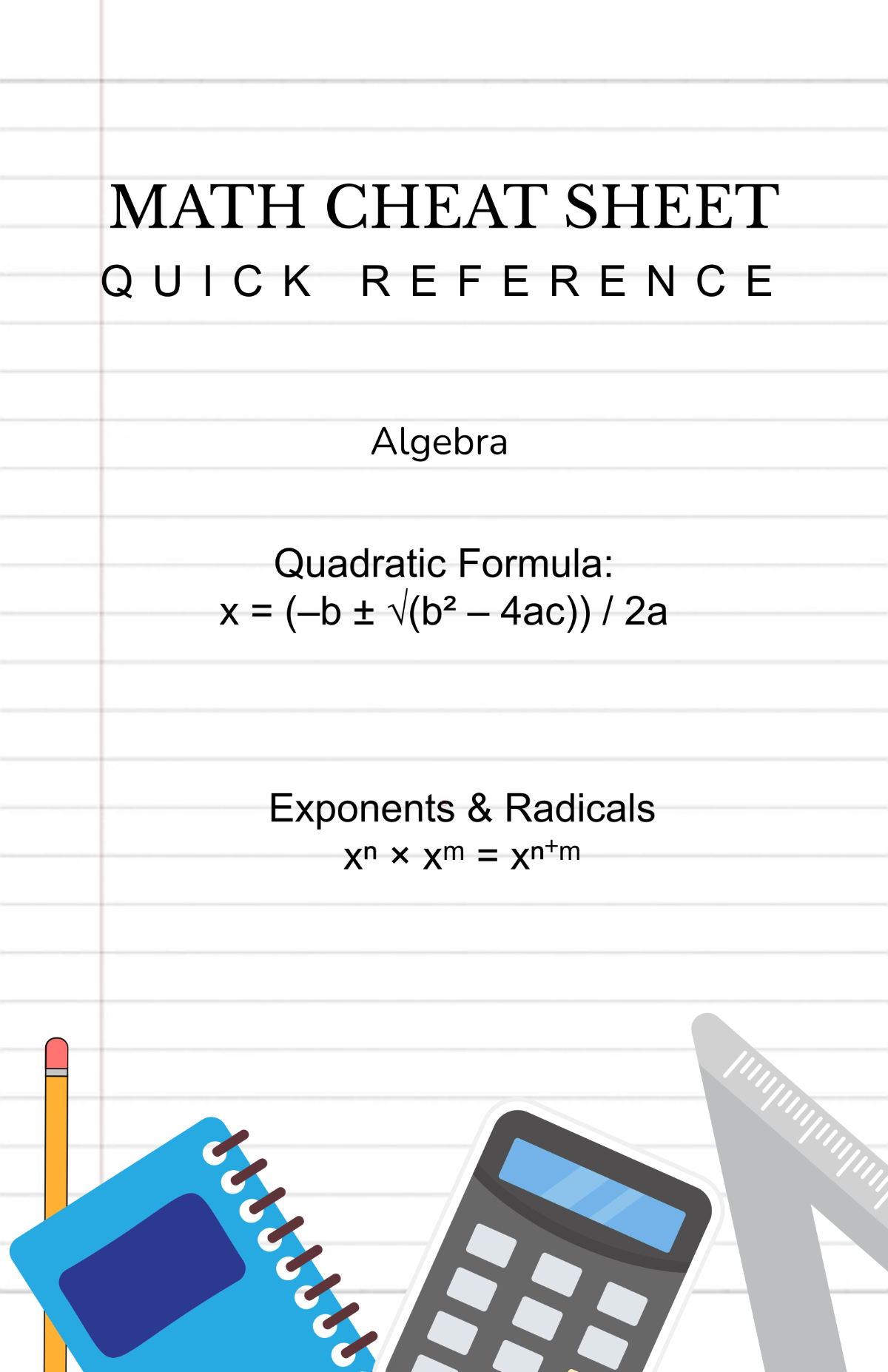 Free Math Cheat Sheet Poster Template