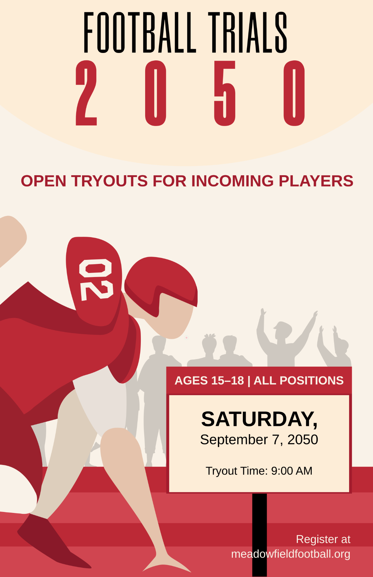 Free Red Football Trials Poster Template